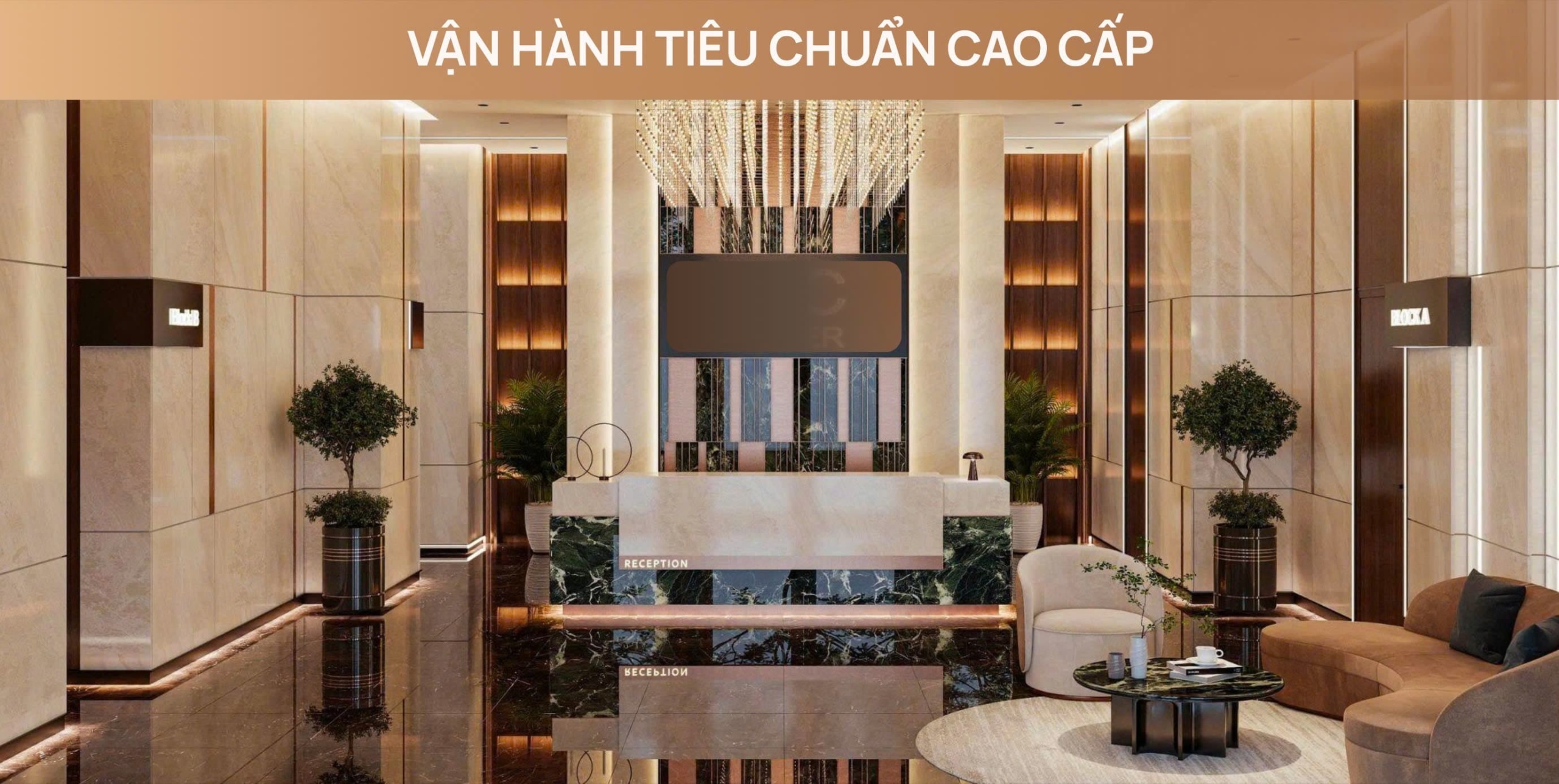 Sảnh cư dân sang trọng tại chung cư Iconia Lakeside Mipec 54 Tố Hữu