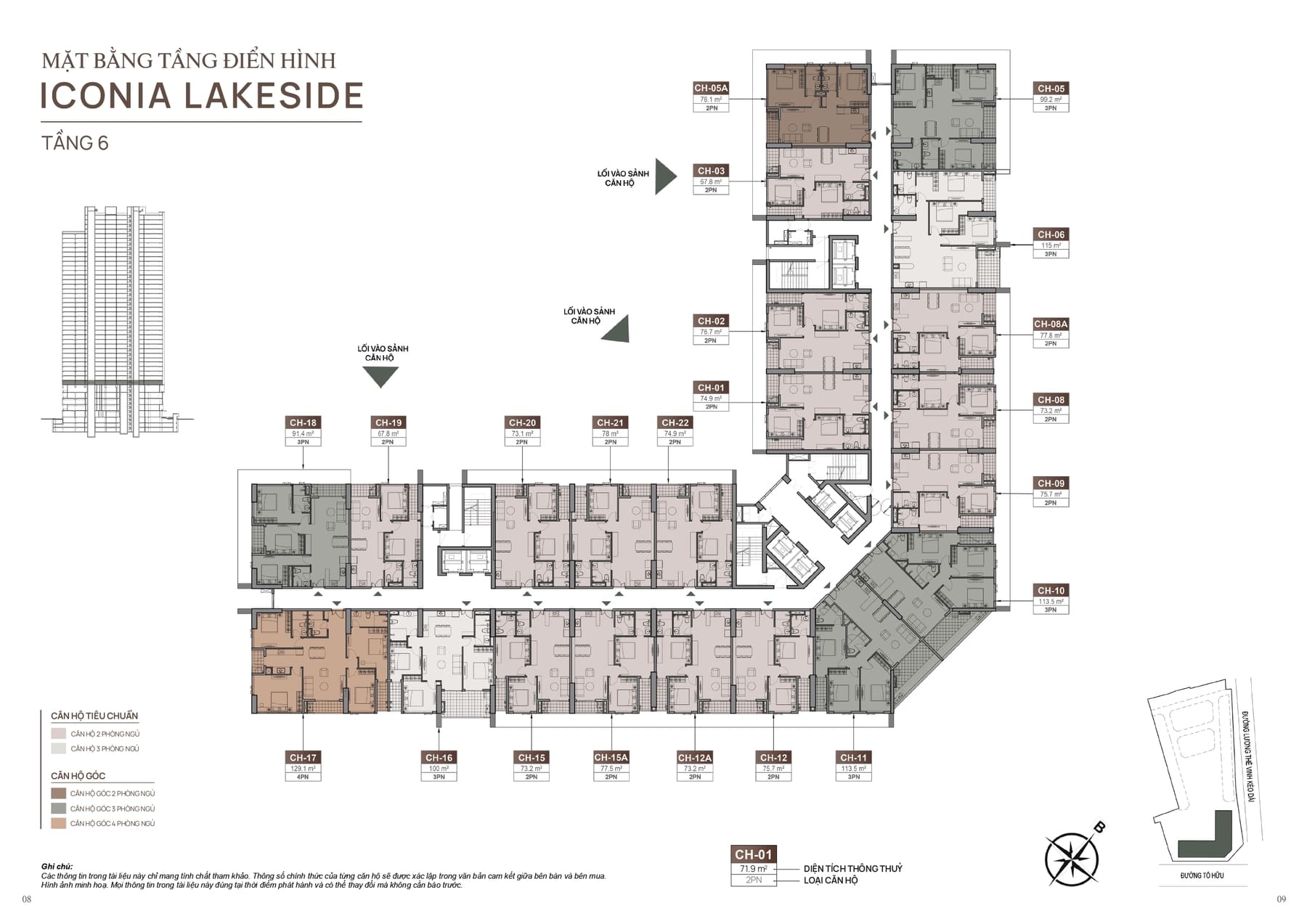 Mặt bằng tầng 6 chung cư iconia LakeSide 54 Tố Hữu