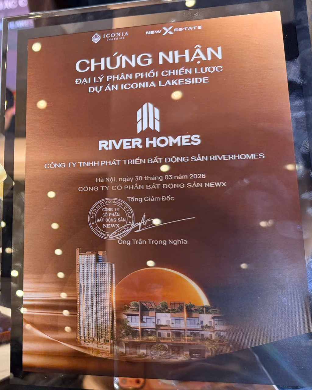Chứng nhận River Homes phân phối Iconia LakeSide Mipec 54 Tố Hữu