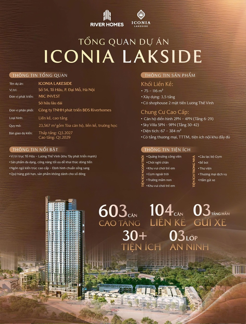 Thông tin tổng quan dự án Iconia Lakeside Mipec 54 Tố Hữu
